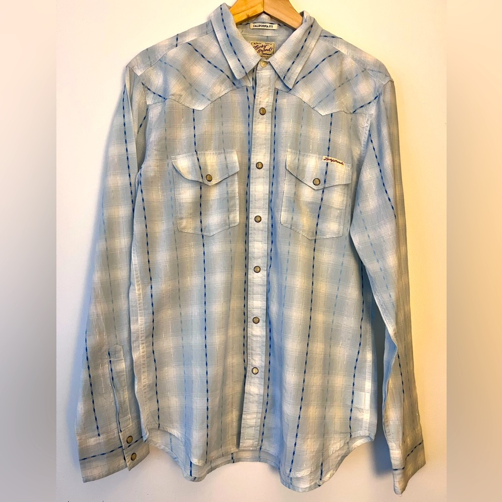 Lucky Brand Light Blue Plaid Shirt